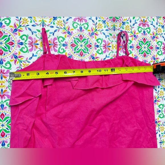 Ann Taylor Loft Linen Cotton slip dress pink ruffle spaghetti strap size 10 pink - Picture 11 of 16